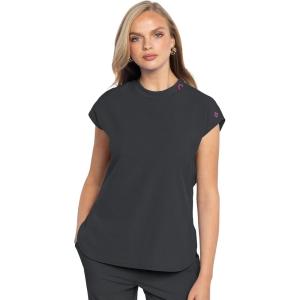 Med Couture Scrub Top Women Round Neck Tuckable with 2 Zipper Pockets with Rounded Hem MC703(Pewter)