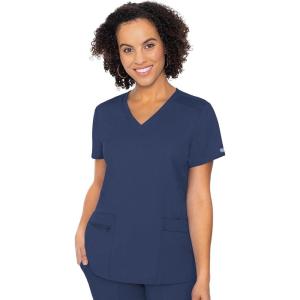 Med Couture Scrub Top for Women, V-Neck with 4 Pocket, Ultra Soft, 2-Way Stretch and Wrinkle-Free Fabric – MC7468(Navy)