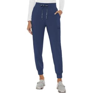 Med Couture Women’s Cargo Scrub Jogger Pants, 6 Pockets, Ultra Soft, Stretch, Easy Care Soft Medical Uniform Bottoms – MC7705(Navy)