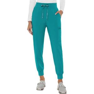 Med Couture Women’s Cargo Scrub Jogger Pants, 6 Pockets, Ultra Soft, Stretch, Easy Care Soft Medical Uniform Bottoms – MC7705(Teal)