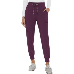 Med Couture Women’s Cargo Scrub Jogger Pants, 6 Pockets, Ultra Soft, Stretch, Easy Care Soft Medical Uniform Bottoms – MC7705(Wine)