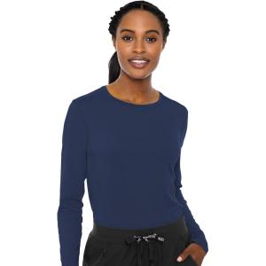Med Couture Women’s Underscrub Top Long Sleeve Performance Knit Tee, 360° Stretch, Lightweight & Ultra Soft Fabric – MC8499(Navy)