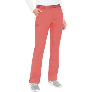 Med Couture Women’s Yoga Pull-On Pant with 7 Pockets Ultra-Soft Rib-Knit Waistband and 2-Way Stretch Technology – MC7739(Coral)