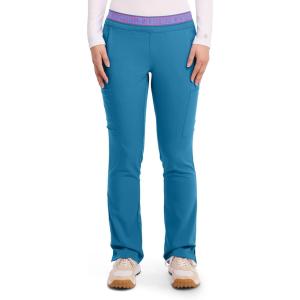Med Couture Women’s Yoga Pull-On Pant with 7 Pockets Ultra-Soft Rib-Knit Waistband and 2-Way Stretch Technology – MC7739(Mali-blue Shore)