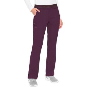 Med Couture Women’s Yoga Pull-On Pant with 7 Pockets Ultra-Soft Rib-Knit Waistband and 2-Way Stretch Technology – MC7739(Wine)
