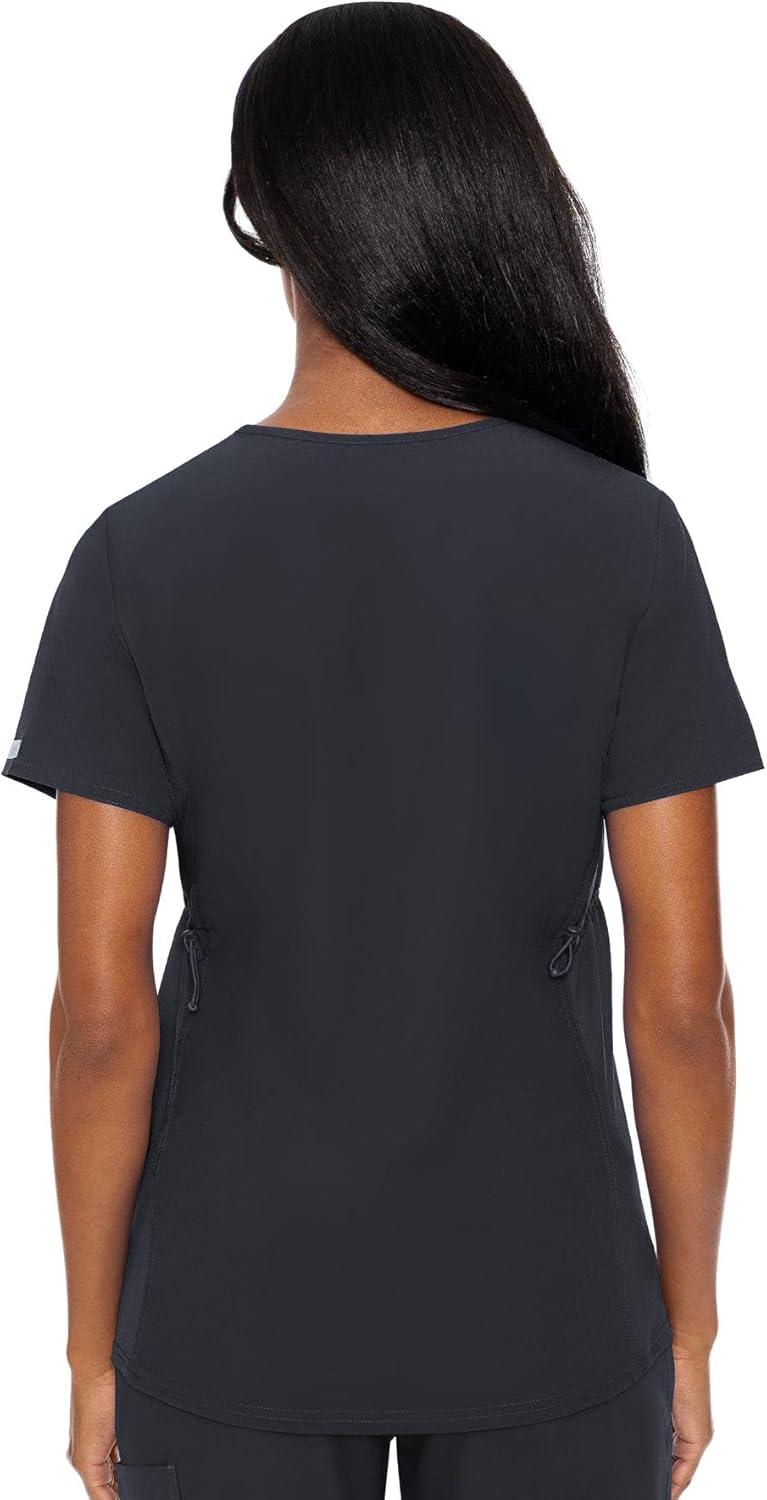 imageMed Couture Maternity VNeck Scrub Top Soft 360 Stretch Pregnancy Scrubs with Adjustable Waist amp Pockets MC8459Pewter