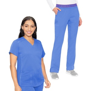 Med Couture Scrub Set For Women, 11 Pockets with V-Neck Scrub Top MC7459 and Comfortable Scrub Pants, MC7739