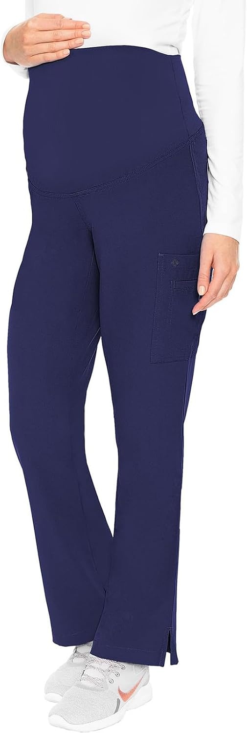 image:imageMed Couture Maternity Scrub Pant 3 Pockets Straight Leg with Side Vents at Hem Soft Jersey Knit Waist Panel MC028Pewter Navy 2 Pack
