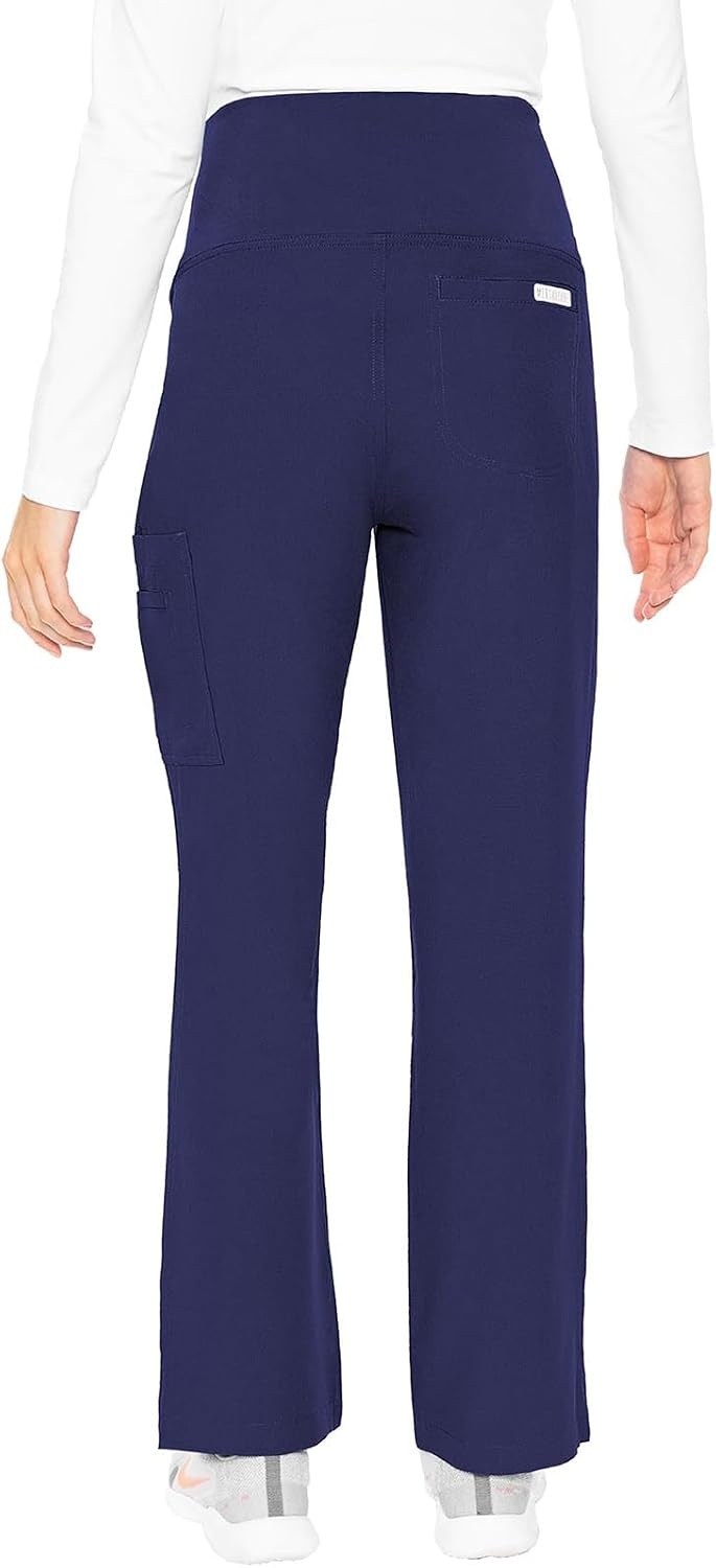 image:imageMed Couture Maternity Scrub Pant 3 Pockets Straight Leg with Side Vents at Hem Soft Jersey Knit Waist Panel MC028Pewter Navy 2 Pack