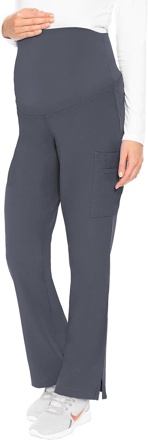 image:imageMed Couture Maternity Scrub Pant 3 Pockets Straight Leg with Side Vents at Hem Soft Jersey Knit Waist Panel MC028Pewter Navy 2 Pack