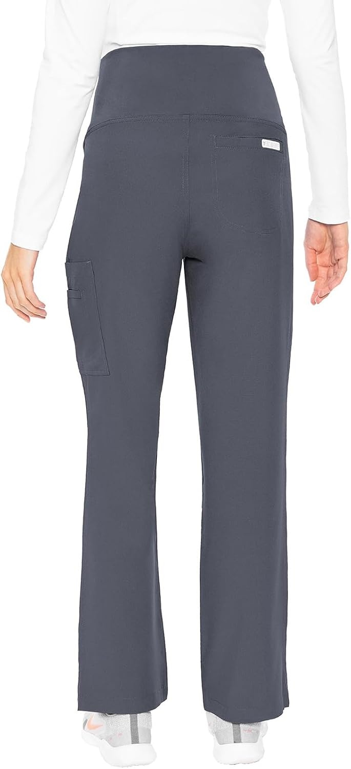 image:imageMed Couture Maternity Scrub Pant 3 Pockets Straight Leg with Side Vents at Hem Soft Jersey Knit Waist Panel MC028Pewter