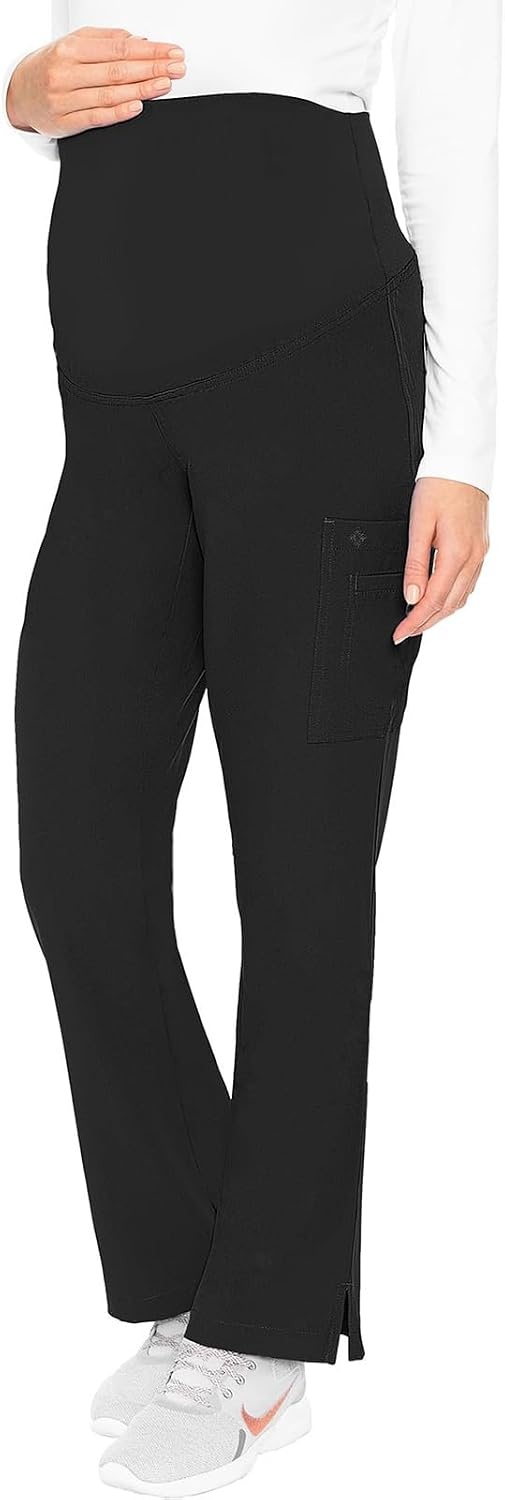 image:imageMed Couture Maternity Scrub Pant 3 Pockets Straight Leg with Side Vents at Hem Soft Jersey Knit Waist Panel MC028Royal Black 2 Pack