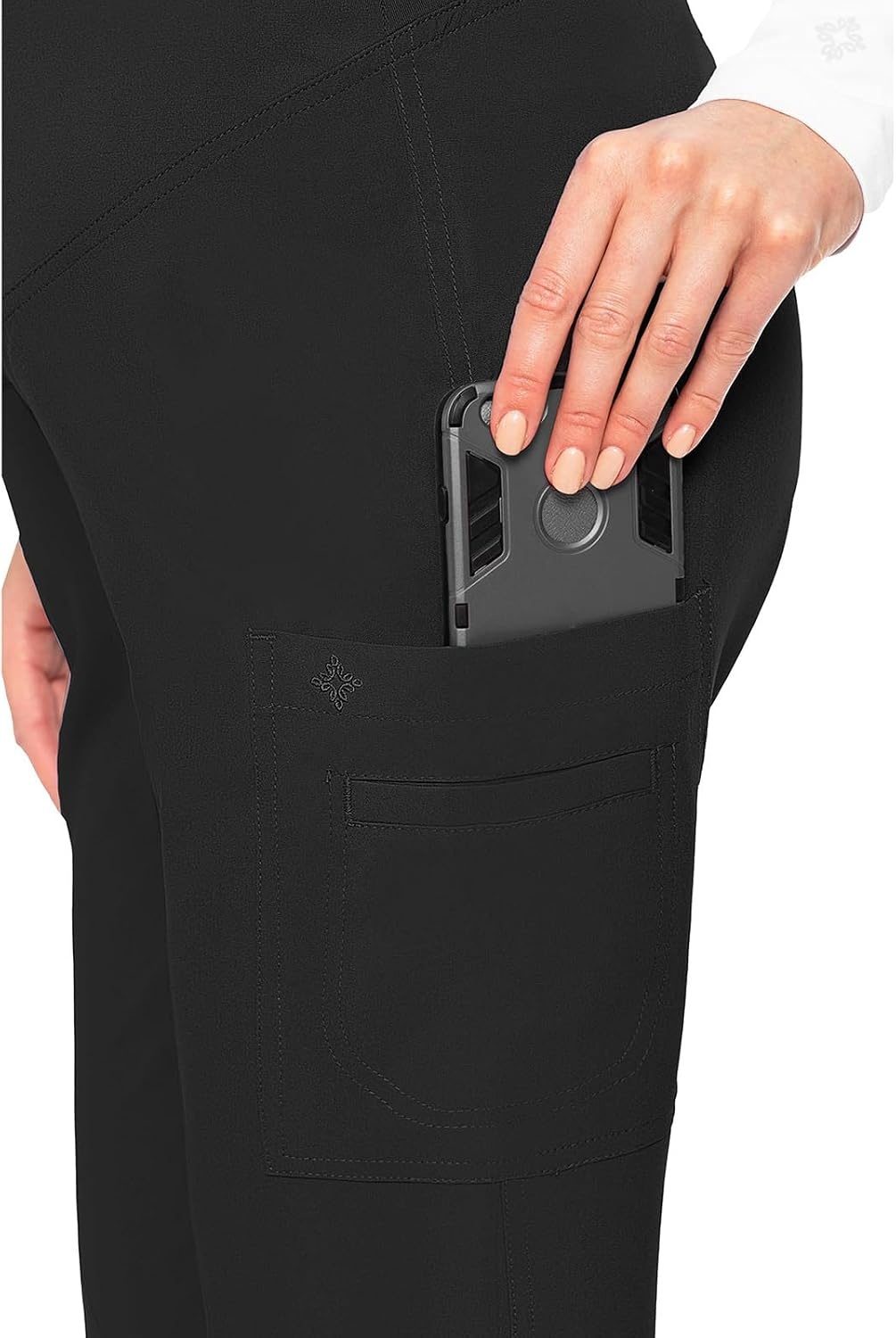 image:imageMed Couture Maternity Scrub Pant 3 Pockets Straight Leg with Side Vents at Hem Soft Jersey Knit Waist Panel MC028Royal Black 2 Pack
