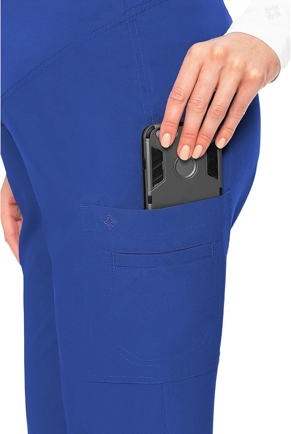 image:imageMed Couture Maternity Scrub Pant 3 Pockets Straight Leg with Side Vents at Hem Soft Jersey Knit Waist Panel MC028Royal
