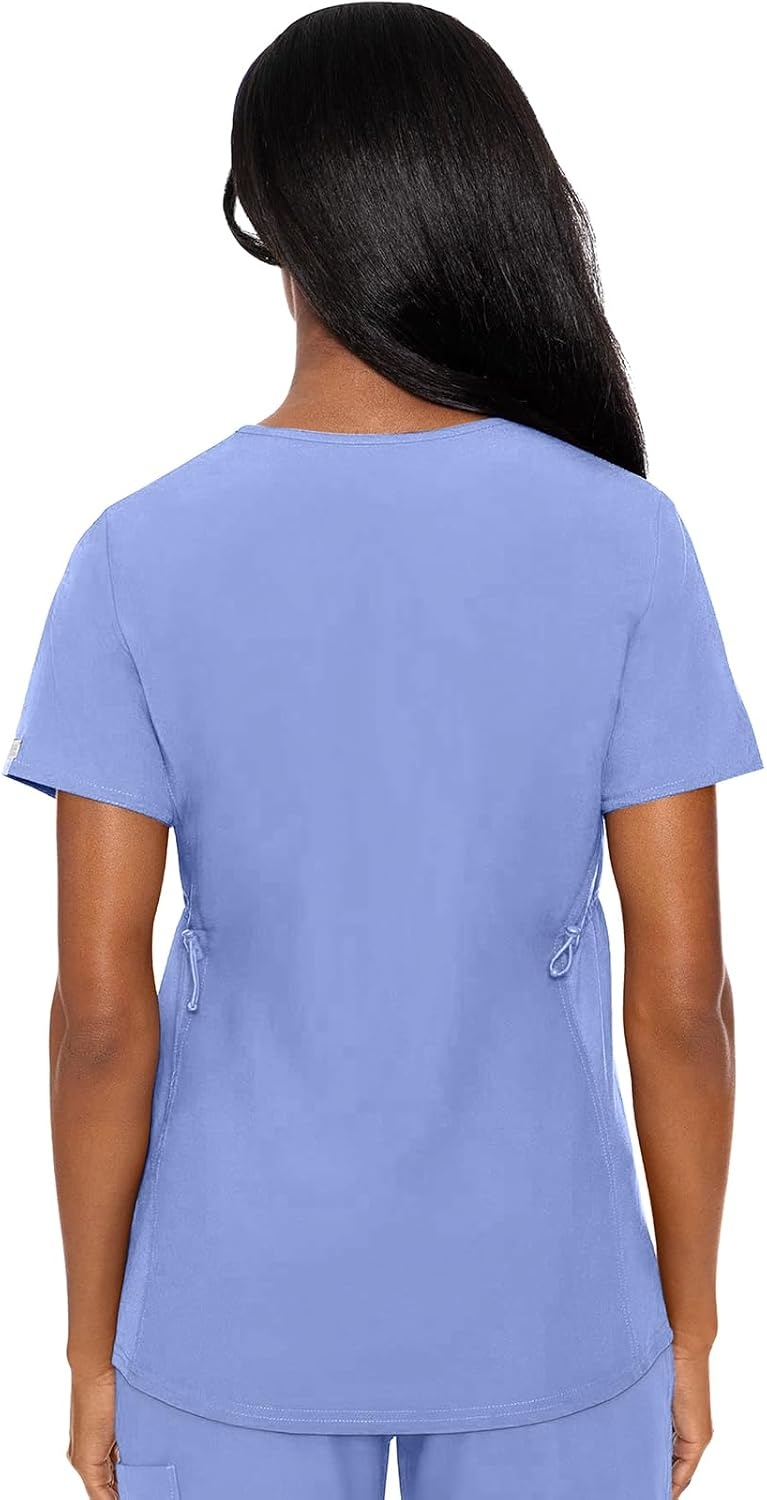 image:imageMed Couture Maternity VNeck Scrub Top 2 Pockets Stretchy Side Panels with a Flattering Fit for Pregnant Ladies MC628Ciel