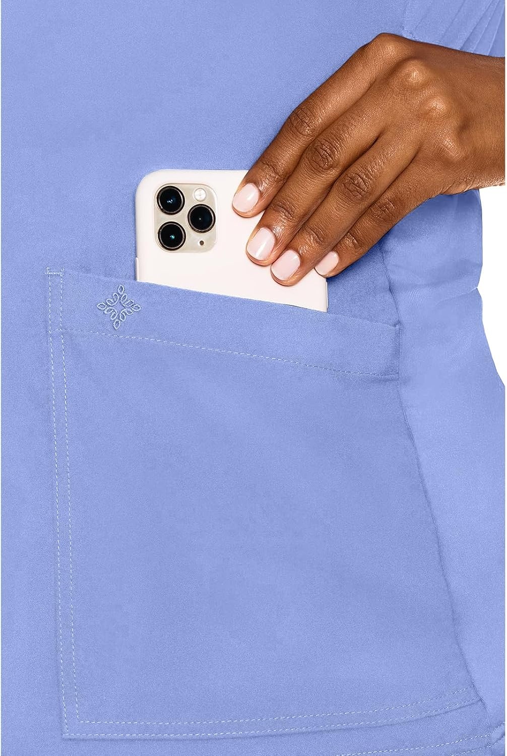 image:imageMed Couture Maternity VNeck Scrub Top 2 Pockets Stretchy Side Panels with a Flattering Fit for Pregnant Ladies MC628Ciel