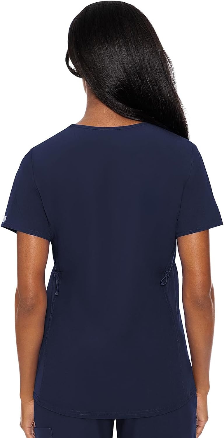 image:imageMed Couture Maternity VNeck Scrub Top 2 Pockets Stretchy Side Panels with a Flattering Fit for Pregnant Ladies MC628Navy