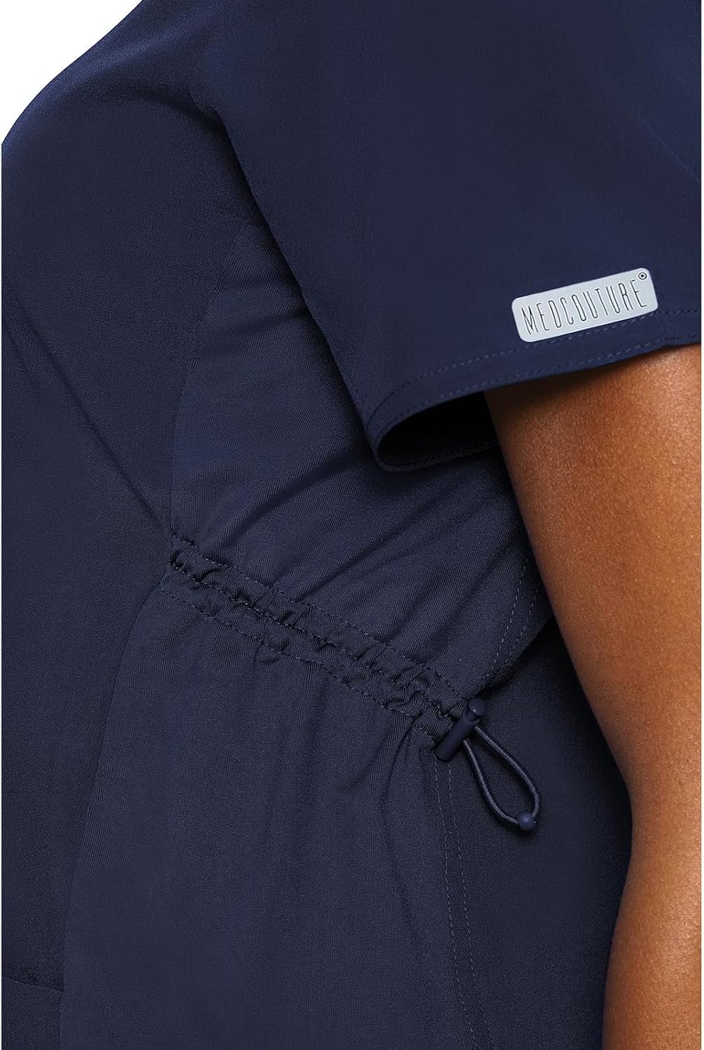 image:imageMed Couture Maternity VNeck Scrub Top 2 Pockets Stretchy Side Panels with a Flattering Fit for Pregnant Ladies MC628Navy