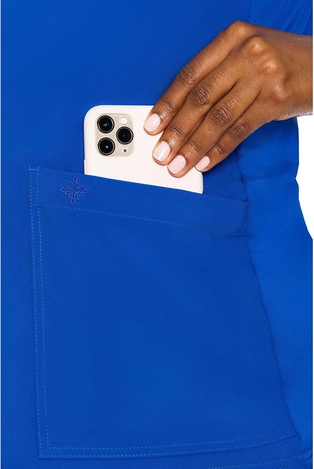 image:imageMed Couture Maternity VNeck Scrub Top 2 Pockets Stretchy Side Panels with a Flattering Fit for Pregnant Ladies MC628Royal