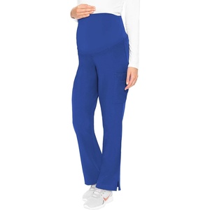 Med Couture Maternity Scrub Pant – 3 Pockets Straight Leg with Side Vents at Hem Soft Jersey Knit Waist Panel – MC028(Royal)