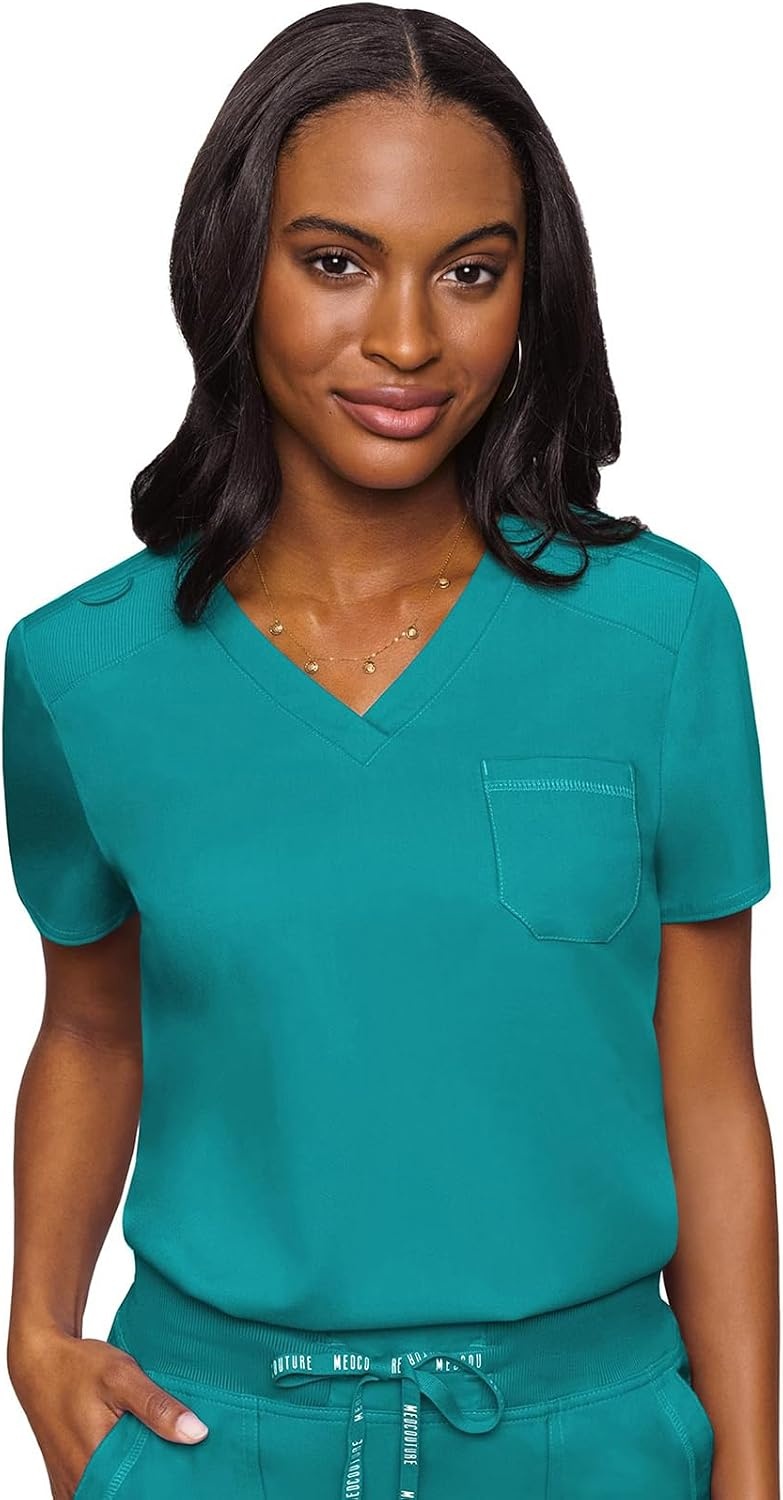 image:imageMed Couture Scrub Set for Women VNeck Top amp 2way Stretch Pant 5 Funtional Pockets 2way Stretch Fabric Allday Comfort Comfortable Fit Easycare Design Made for Every ShiftTeal