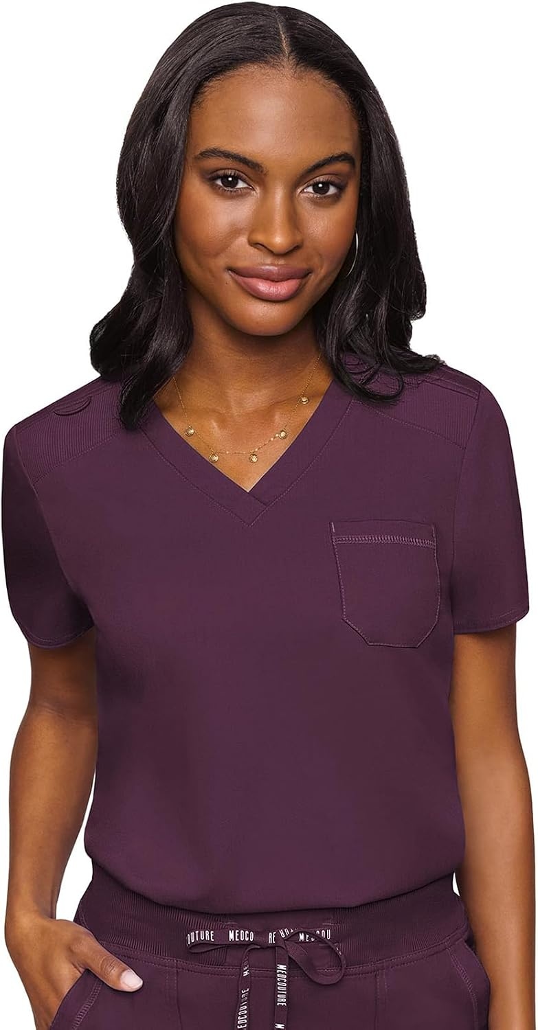 image:imageMed Couture Scrub Set for Women VNeck Top amp 2way Stretch Pant 5 Funtional Pockets 2way Stretch Fabric Allday Comfort Comfortable Fit Easycare Design Made for Every ShiftWine