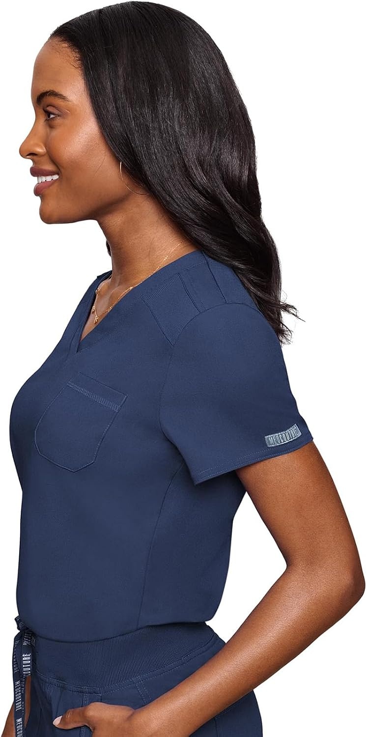 image:imageMed Couture Scrub Set for Women VNeck Top amp 2way Stretch Pant 5 Funtional Pockets 2way Stretch Fabric Allday Comfort Comfortable Fit Easycare Design Made for Every ShiftNavy