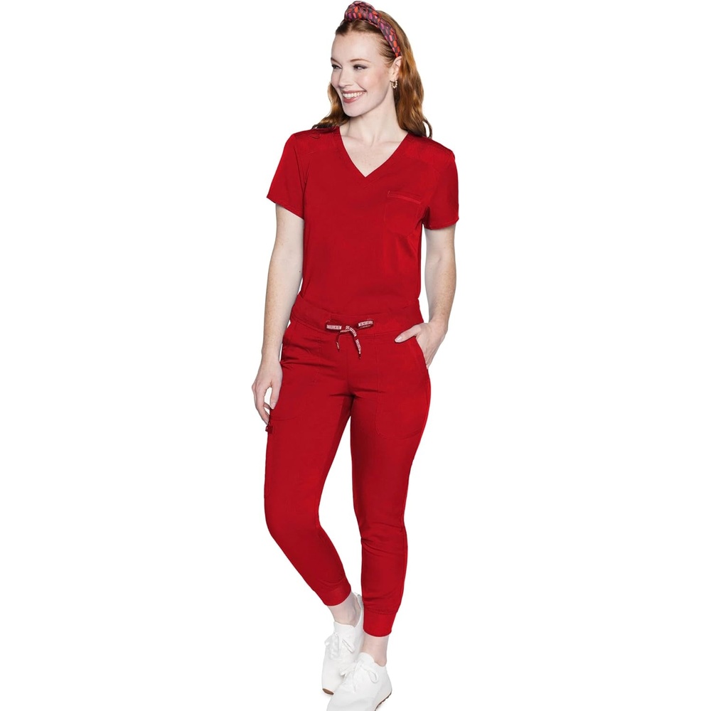 image:imageMed Couture Scrub Set for Women VNeck Top amp 2way Stretch Pant 5 Funtional Pockets 2way Stretch Fabric Allday Comfort Comfortable Fit Easycare Design Made for Every ShiftRed