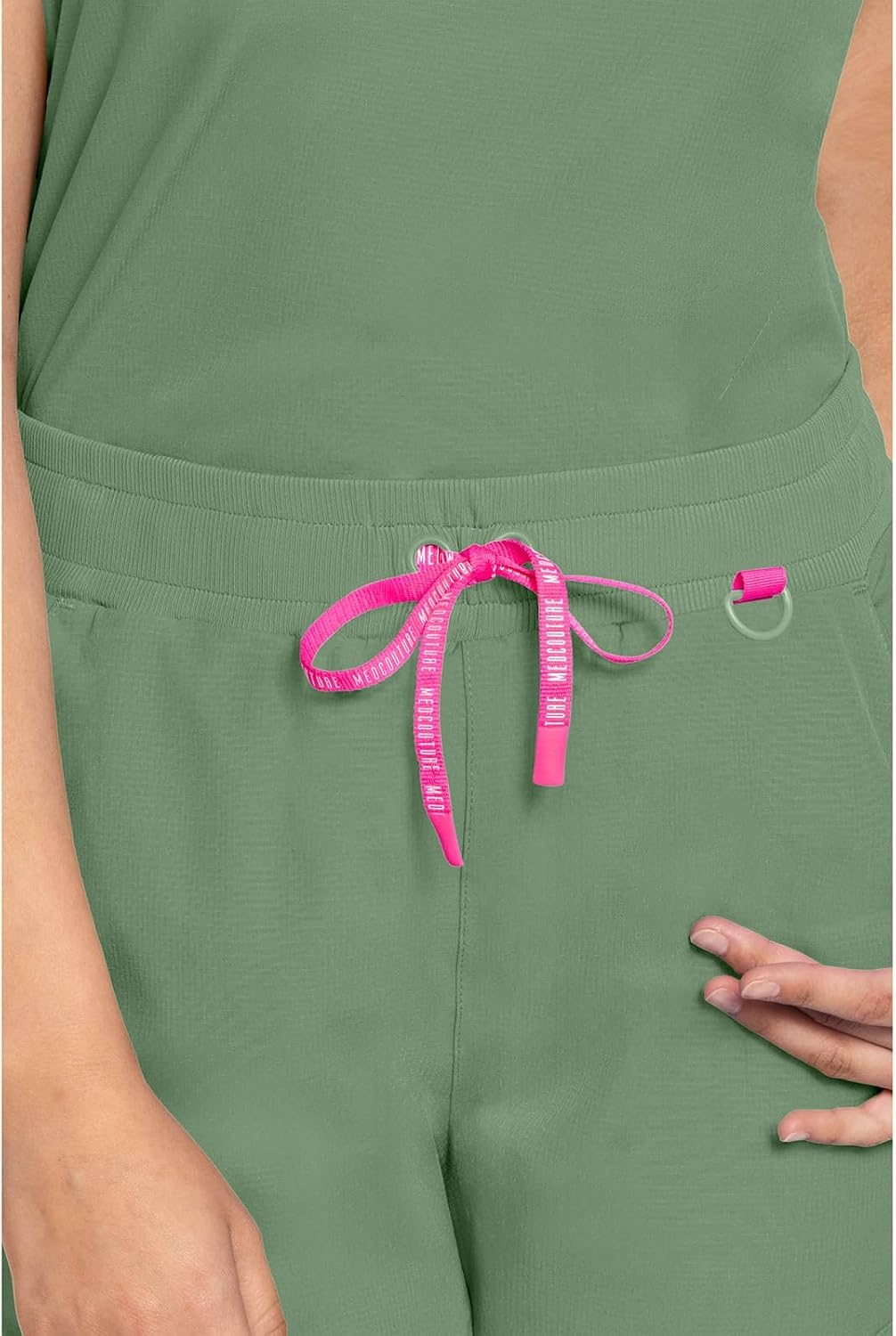 image:imageMed Couture AMP Womens Scrub Tops Round Neck Tuckable 2 Zipper PocketBeyond Green