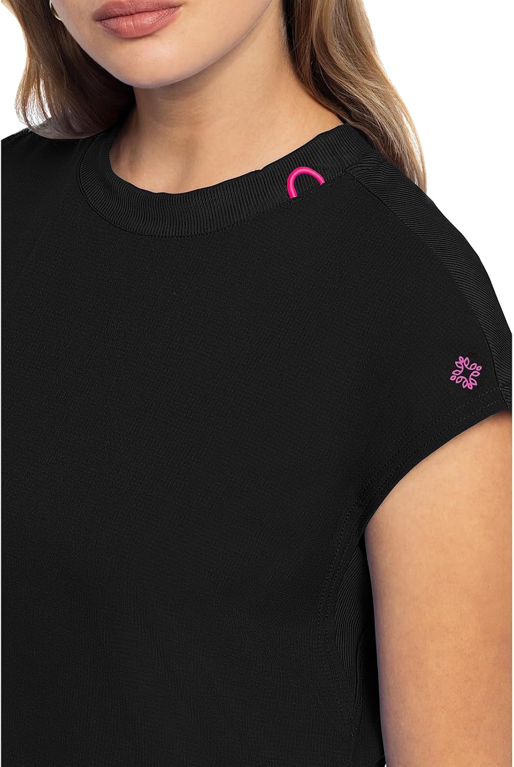image:imageMed Couture AMP Womens Scrub Tops Round Neck Tuckable 2 Zipper PocketBlack