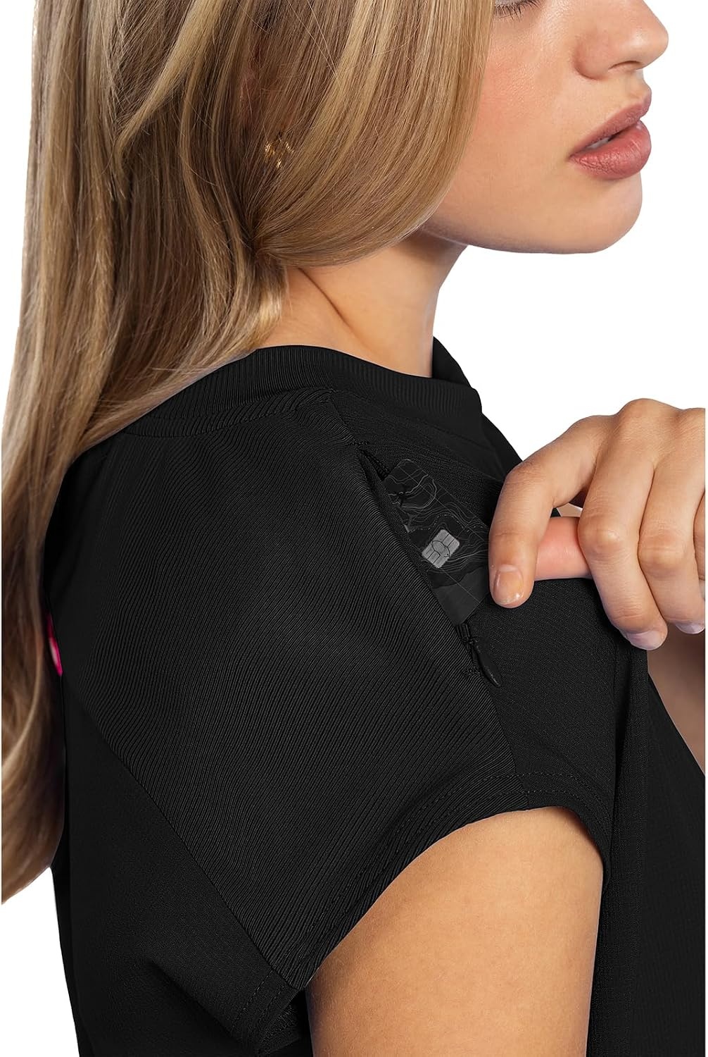 image:imageMed Couture AMP Womens Scrub Tops Round Neck Tuckable 2 Zipper PocketBlack
