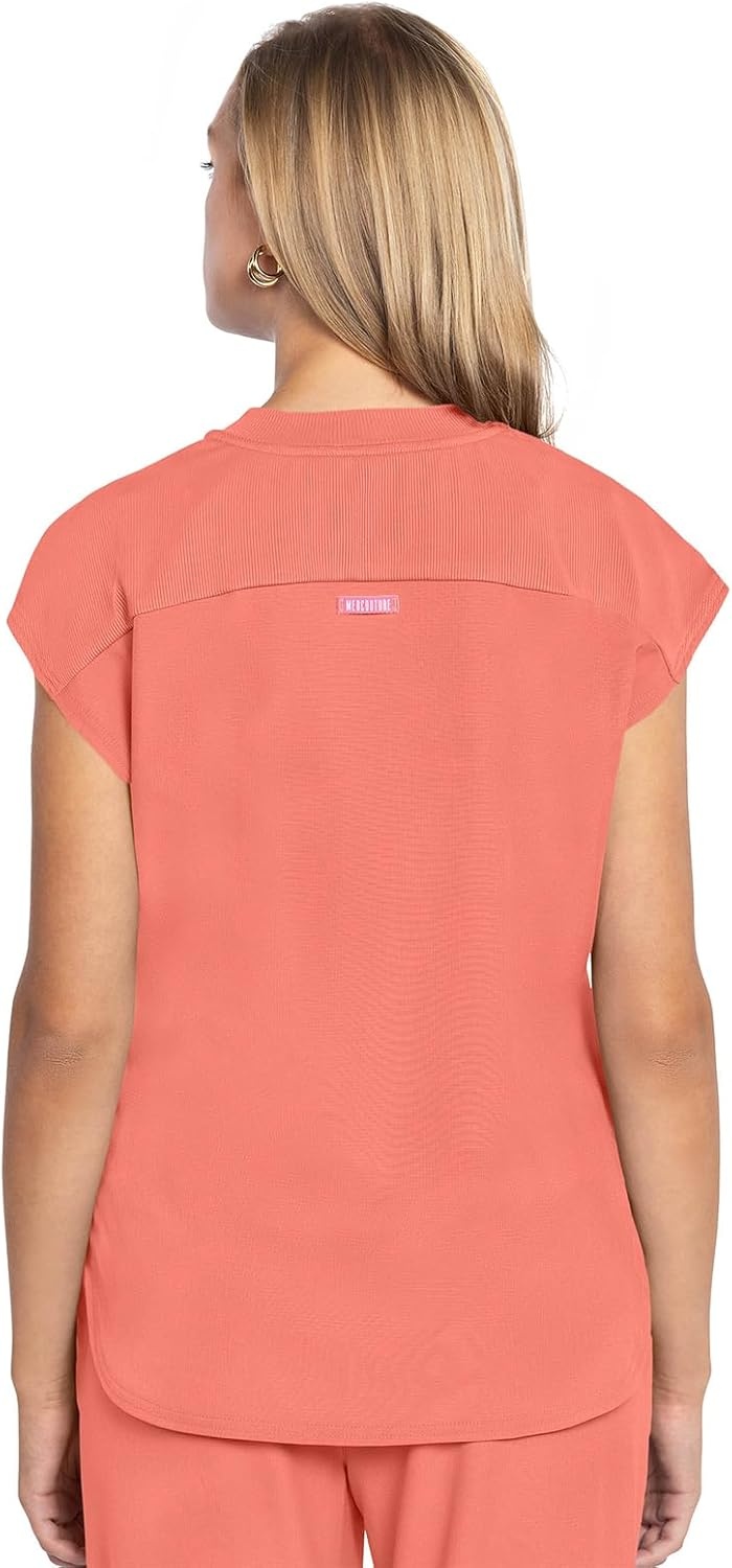 image:imageMed Couture AMP Womens Scrub Tops Round Neck Tuckable 2 Zipper PocketCoral Fusion