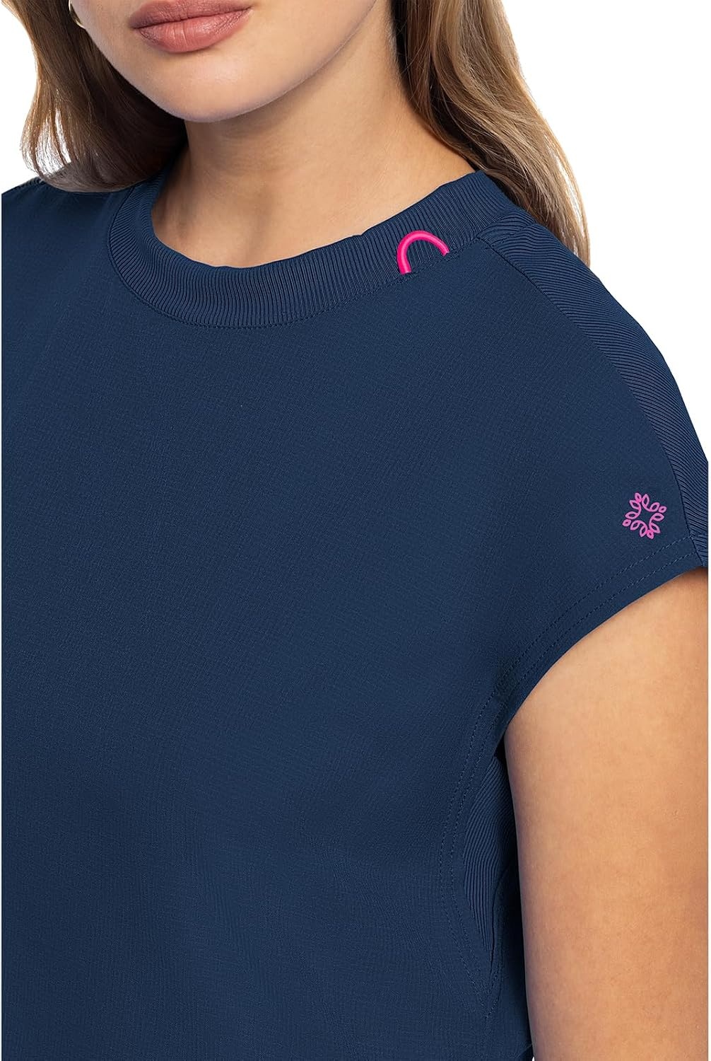image:imageMed Couture AMP Womens Scrub Tops Round Neck Tuckable 2 Zipper PocketNavy