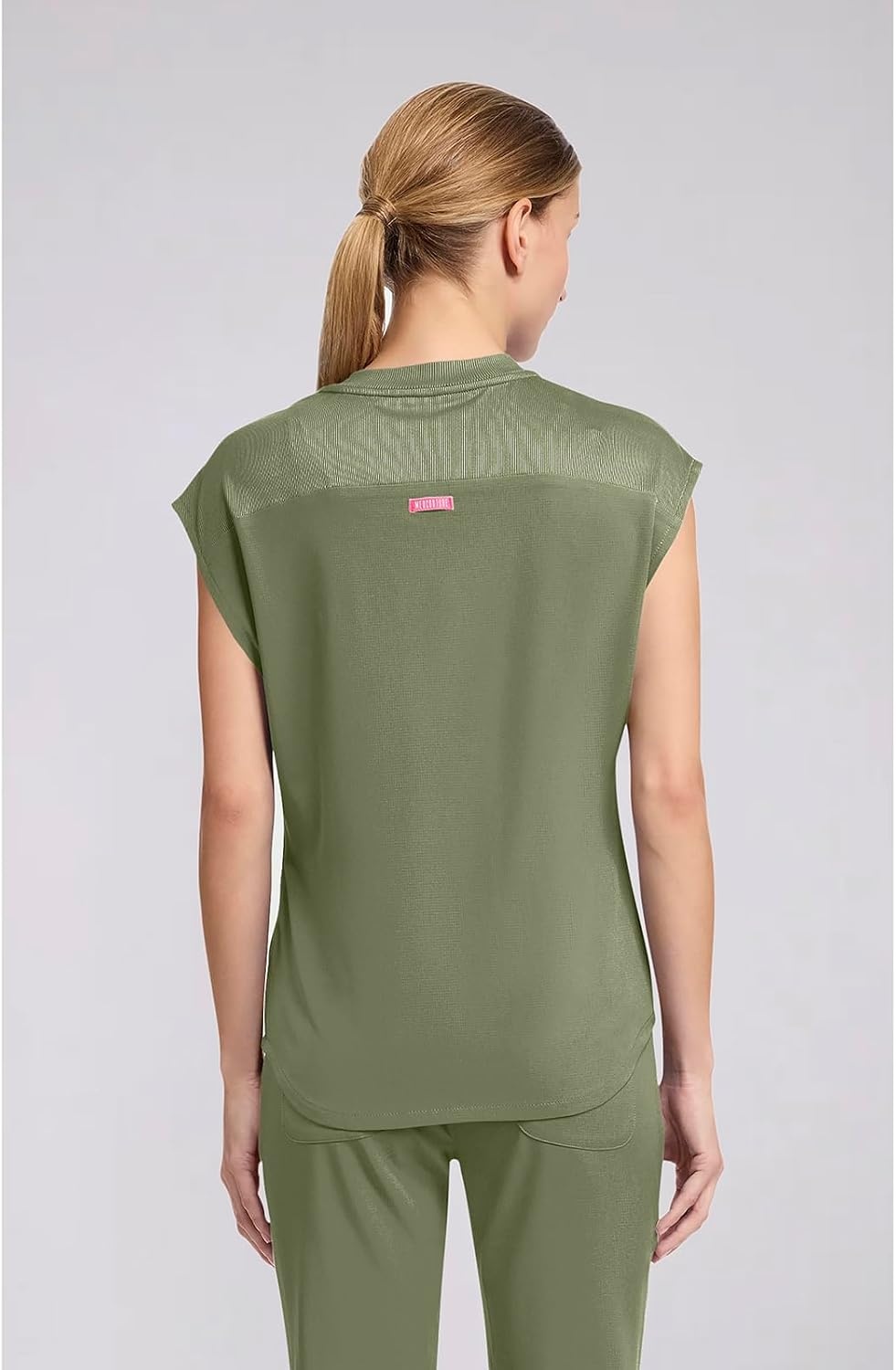 image:imageMed Couture AMP Womens Scrub Tops Round Neck Tuckable 2 Zipper PocketOlive