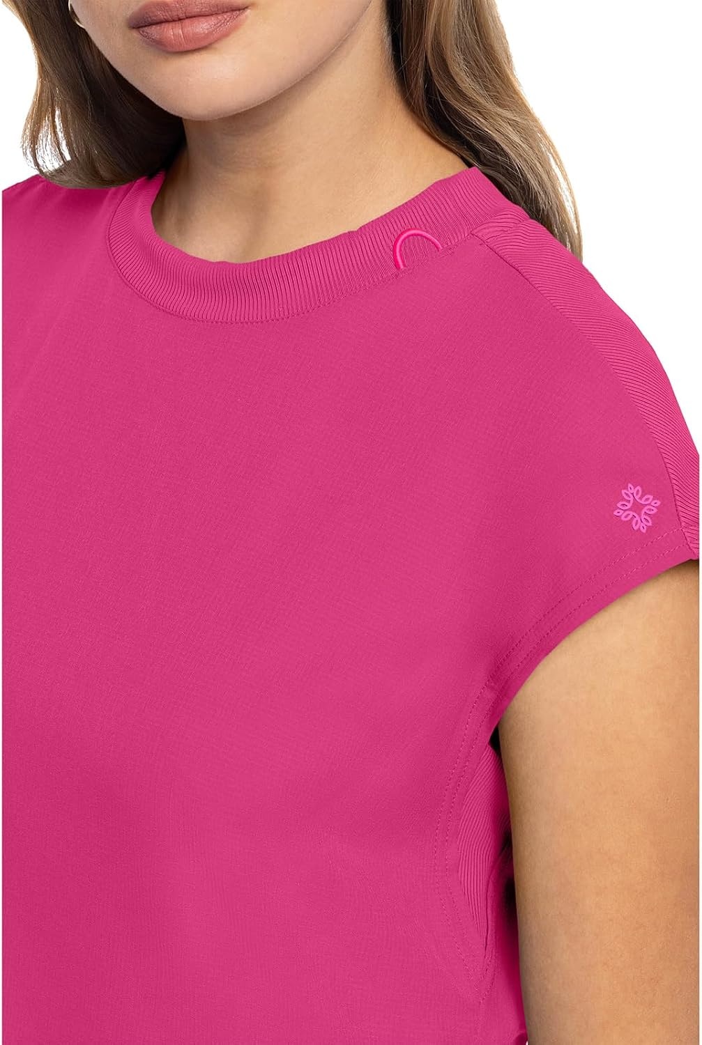 image:imageMed Couture AMP Womens Scrub Tops Round Neck Tuckable 2 Zipper PocketPink Power
