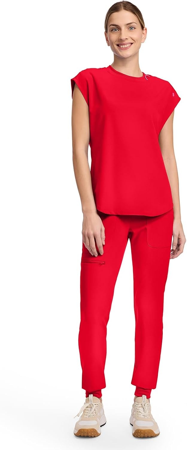 image:imageMed Couture AMP Womens Scrub Tops Round Neck Tuckable 2 Zipper PocketSolar Flare