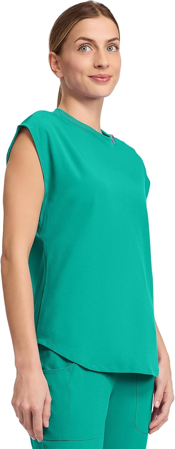 image:imageMed Couture AMP Womens Scrub Tops Round Neck Tuckable 2 Zipper PocketTeal Tonic