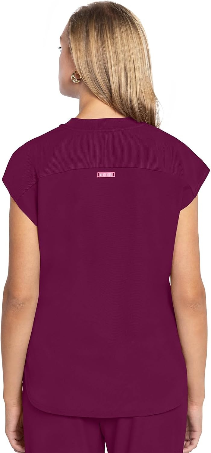 image:imageMed Couture AMP Womens Scrub Tops Round Neck Tuckable 2 Zipper PocketWine