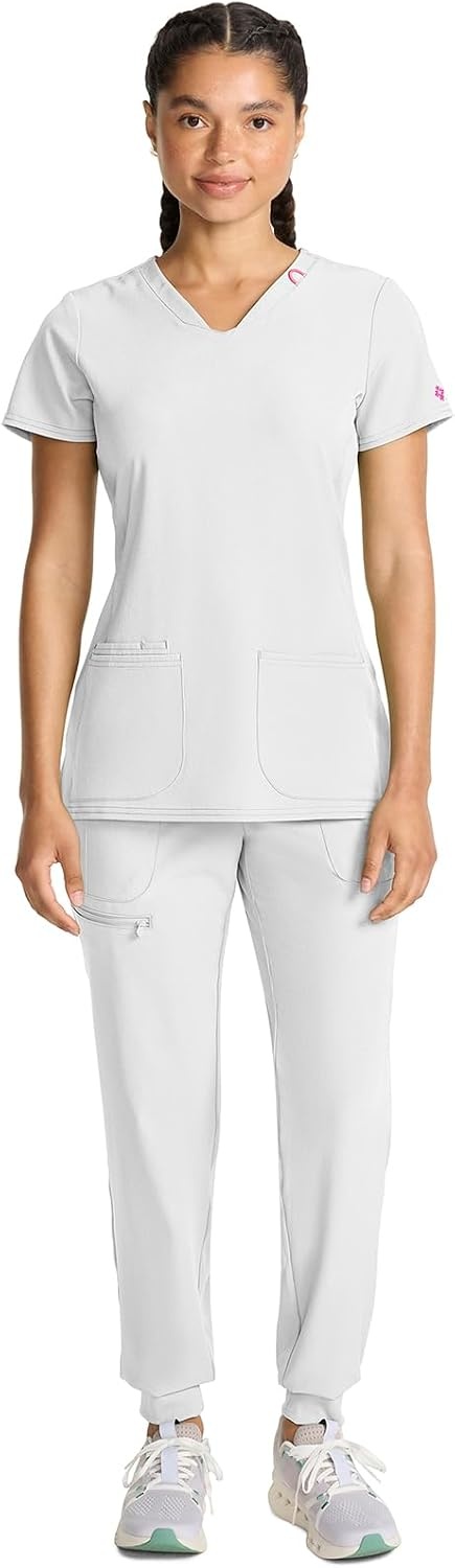 image:imageMed Couture Amp VNeck Scrub Top Women Missy Fit 3 PocketsWhite