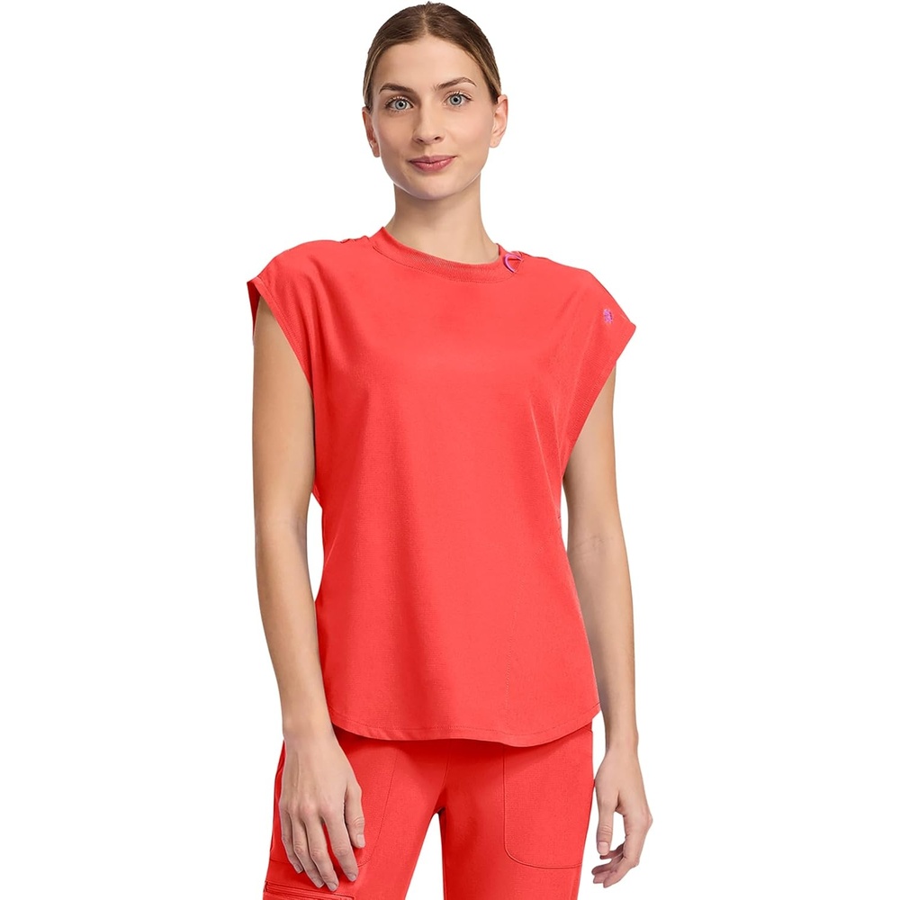 image:imageMed Couture AMP Womens Scrub Tops Round Neck Tuckable 2 Zipper PocketOne in a Melon
