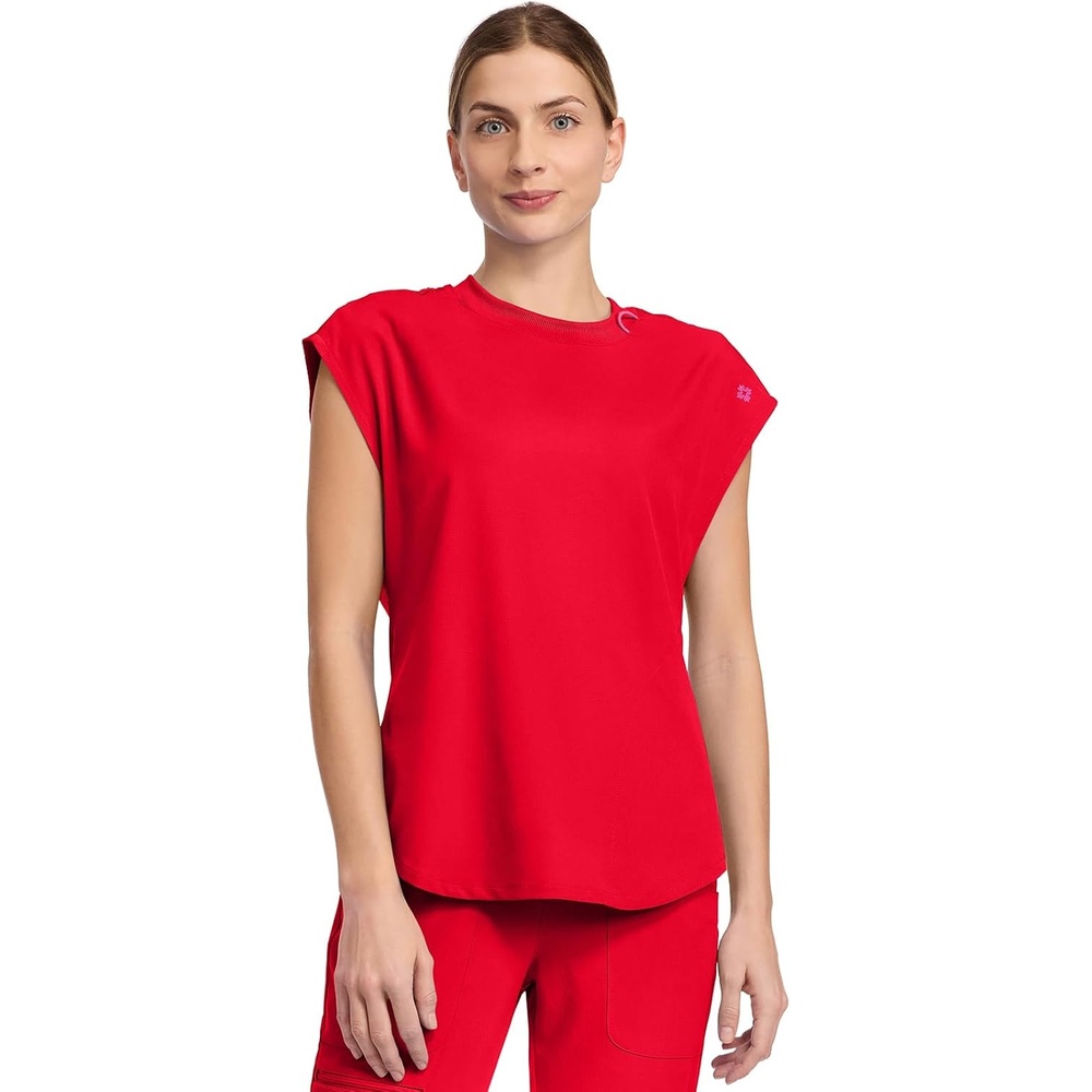 image:imageMed Couture AMP Womens Scrub Tops Round Neck Tuckable 2 Zipper PocketSolar Flare