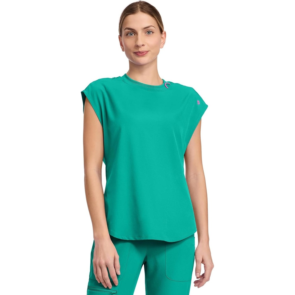 image:imageMed Couture AMP Womens Scrub Tops Round Neck Tuckable 2 Zipper PocketTeal Tonic