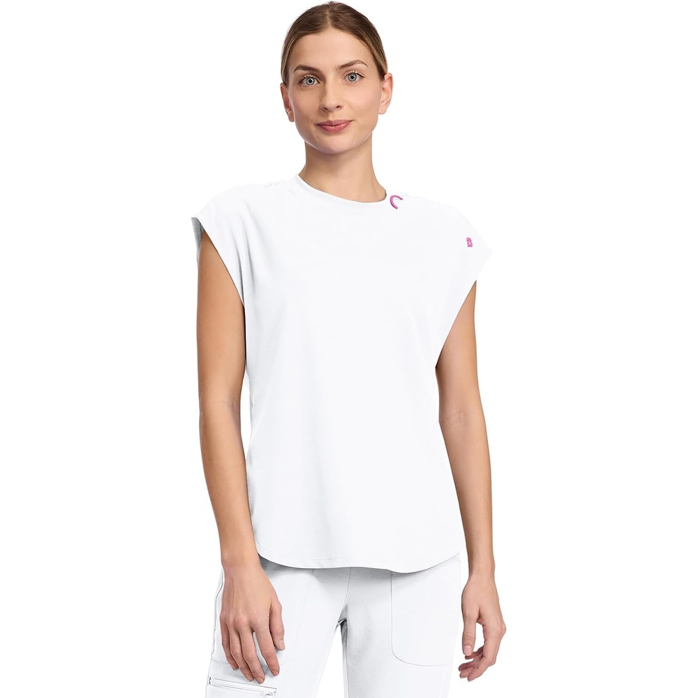 image:imageMed Couture AMP Womens Scrub Tops Round Neck Tuckable 2 Zipper PocketWhite