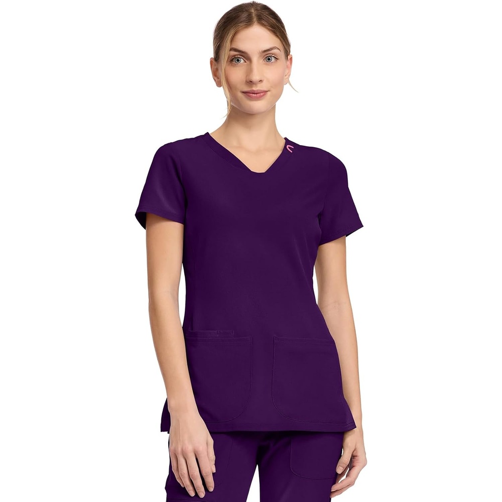 image:imageMed Couture Amp VNeck Scrub Top Women Missy Fit 3 PocketsEggplant