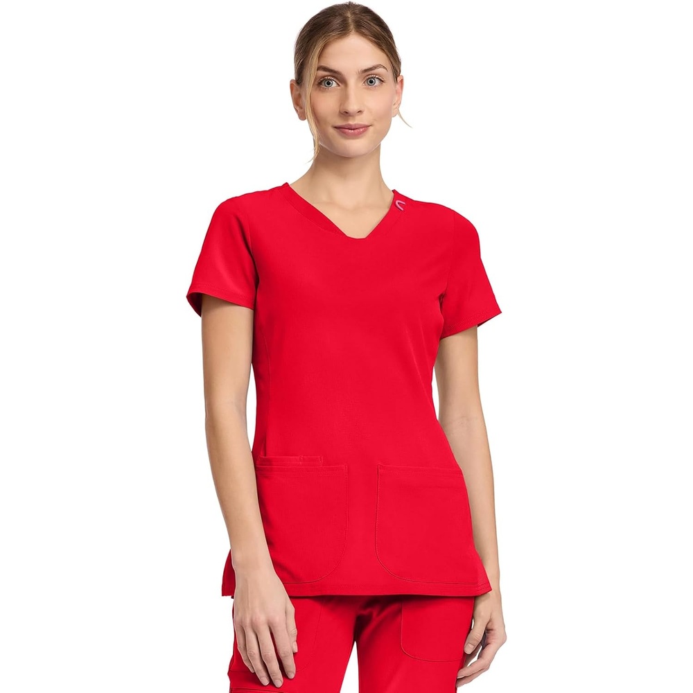 image:imageMed Couture Amp VNeck Scrub Top Women Missy Fit 3 PocketsSolar Flare
