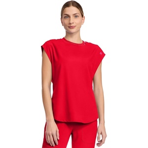 Med Couture AMP Womens Scrub Tops Round Neck Tuckable 2 Zipper Pocket(Solar Flare)