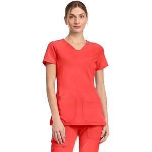 Med Couture Amp V-Neck Scrub Top Women Missy Fit 3 Pockets(One in a Melon)