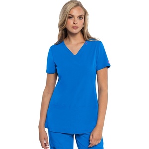 Med Couture Amp V-Neck Scrub Top Women Missy Fit 3 Pockets(Royal)