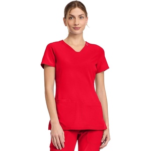 Med Couture Amp V-Neck Scrub Top Women Missy Fit 3 Pockets(Solar Flare)